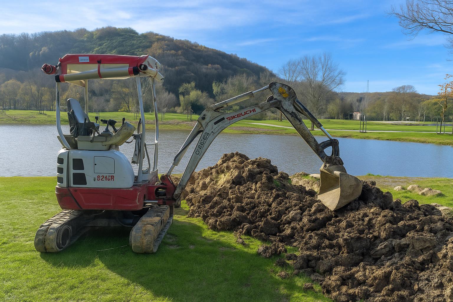 Excavator working on construction site